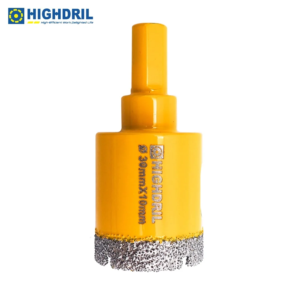 

HIGHDRIL 1pc Dia30mm Diamond Vacuum Brazed Drill Bits Triangular Shank Core Holes Bits For Granite Ceramic Concret Diamond Tools