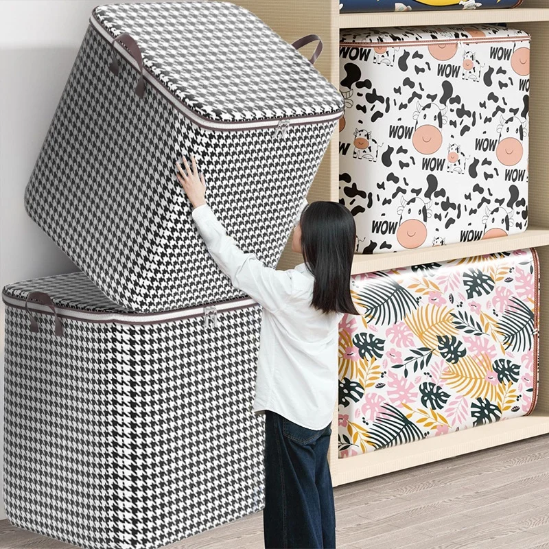 

Quilt Storage Box Dustproof Organizers Non-woven Wardrobe Space Saving Bag House-moving Bedding Box Travel Storage Organization