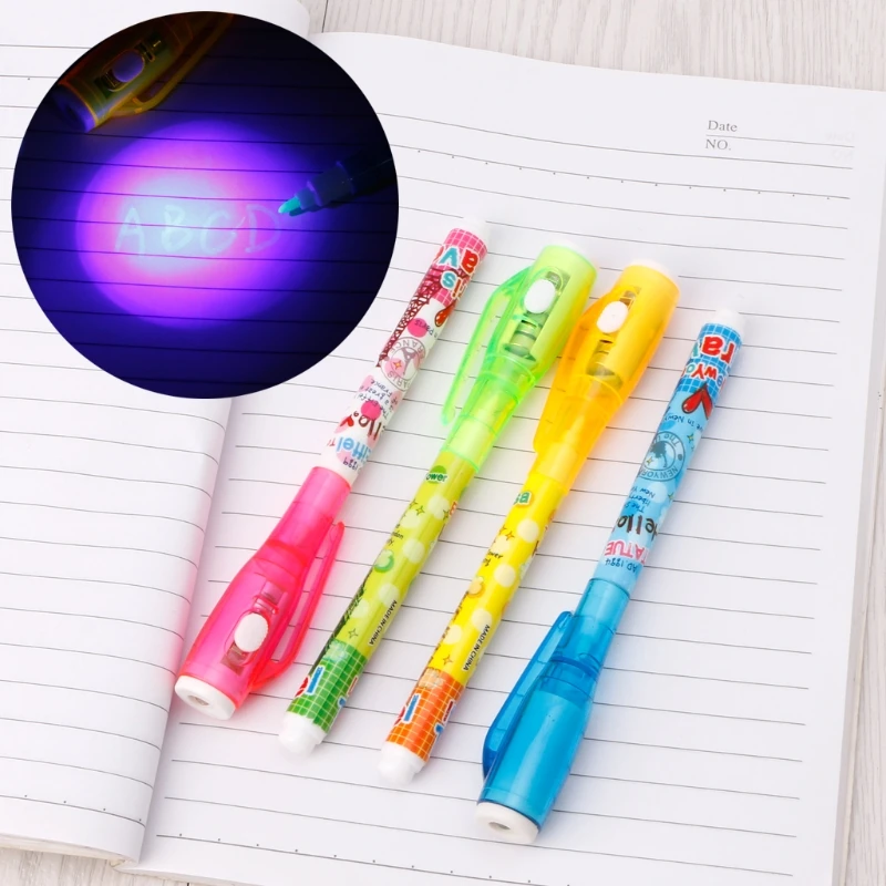 

4pcs Magic Marker for Secret Message with Light for Drawing Funny Activity Kids Party Students Gift DIY School