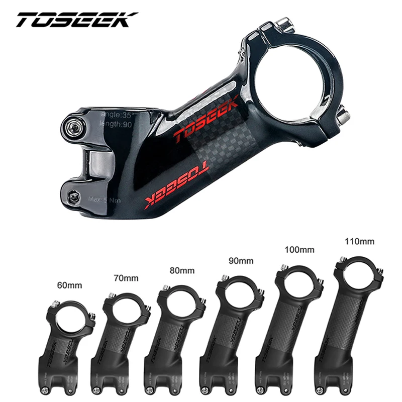 

TOSEEK Stem Carbon Fiber 31.8mm Bicycle Handlebar Stem Ultralight 17/25/35/10 Degree MTB Power 70/80/90/100mm Mountain Bike Stem