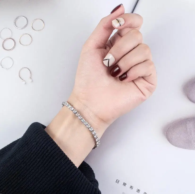 Женский теннисный браслет с муассанитом из серебра 925 пробы бриллиантами