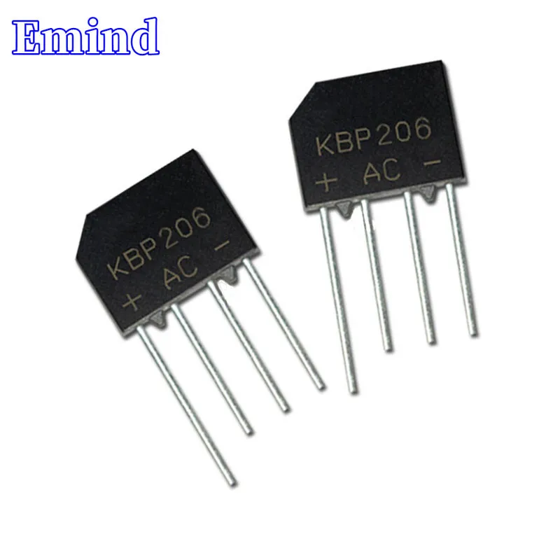 

10/20Pcs KBP206 Bridge Rectifier 2A/600V KBP206G Bridge Stack DIP-4 Flat Bridge