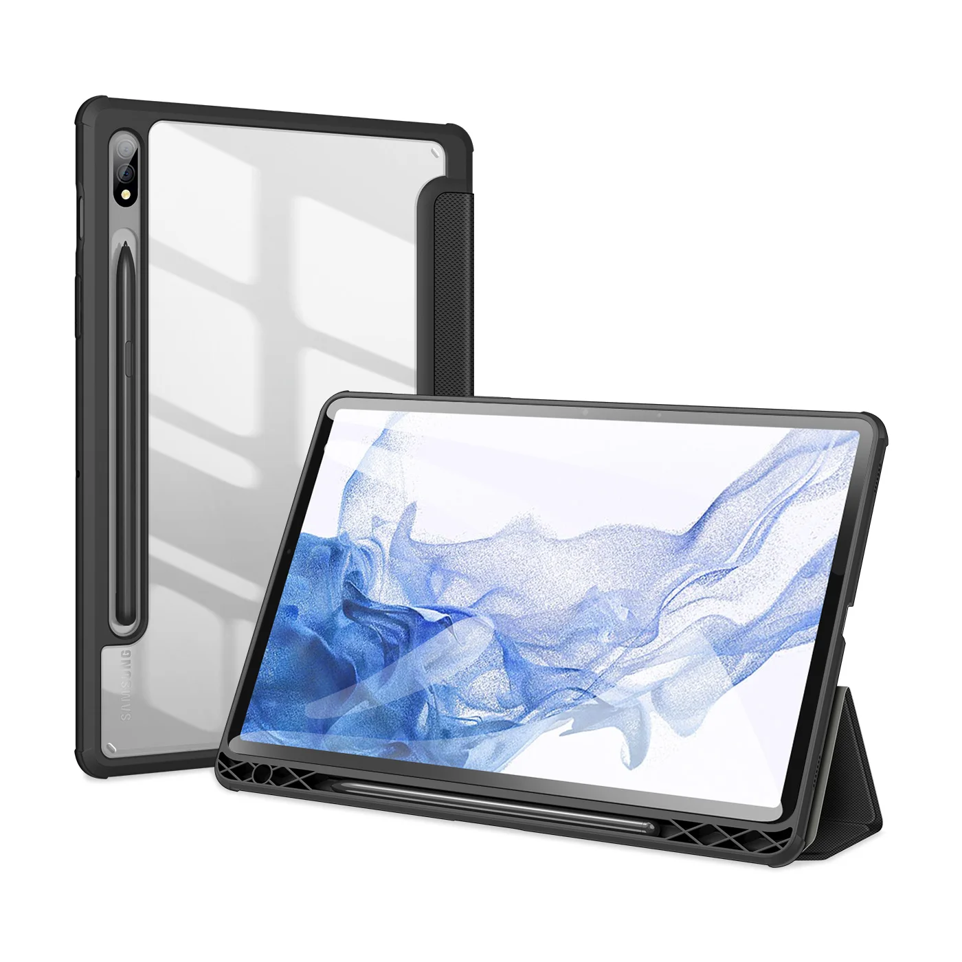 

DUX DUCIS Case for Samsung Galaxy Tab S8 2022 S7 2020 11 Inch Clear Back Cover with S Pen Holder Auto Sleep Wake