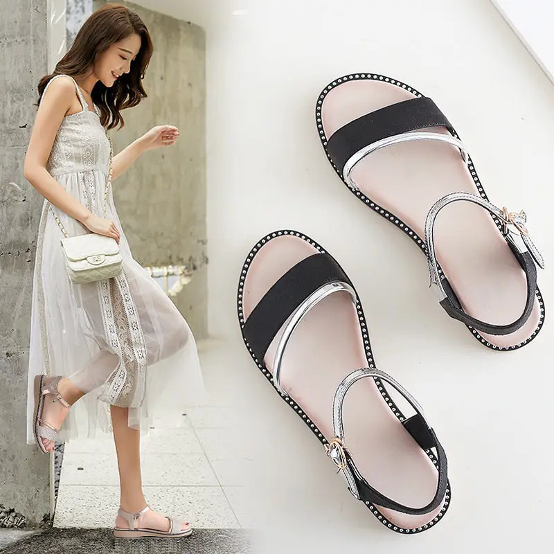 Rhinestone Women Roman Sandals Orthopedic Wedge Sandal Woman Summer 2023 Platform Fashion on Offer with Free Shipping New Silver