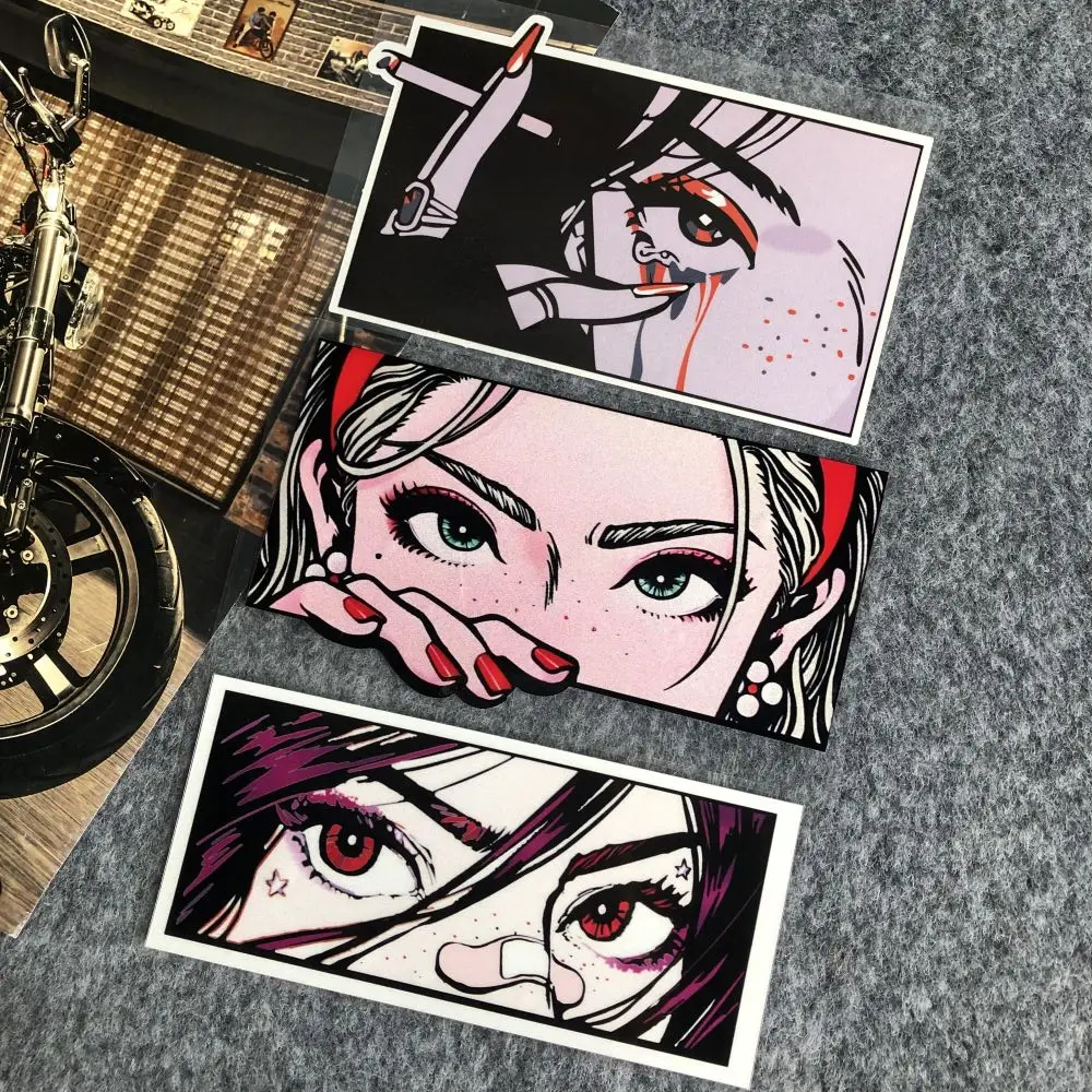 

Двухмерная аниме-наклейка JDM со светоотражающими глазами для девочек, мотоцикл, Мотокросс, мотоцикл, скутер, автомобильные декоративные наклейки