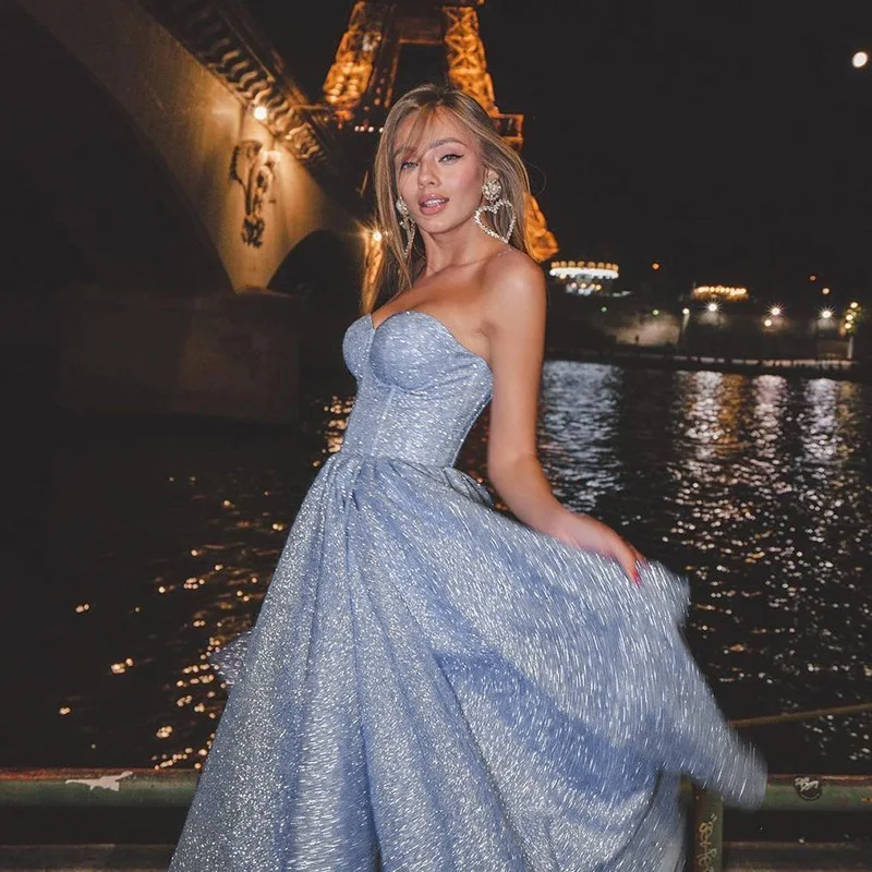 

LIYONG Glitter Sexy Gown Dress Women Spaghetti Strap High Split Summer Dresses Strapless Evening Party Vestidos