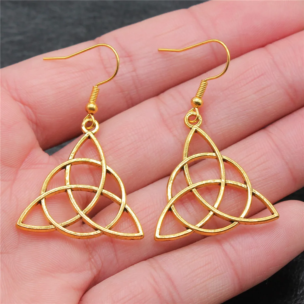 Серьги-подвески Triquetra с символом женские Винтажные висячие серьги модные