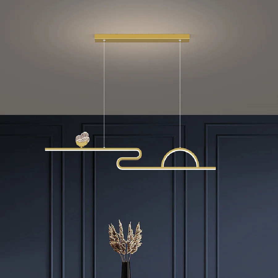 

Современная лампа для столовой, кухонного островка, Минималистичная домашняя светодиодная люстра, зона отдыха для бара и магазина, длинный ...