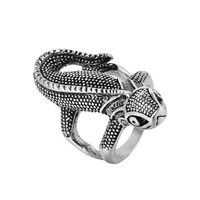 megin d stainless steel titanium animal lizard retro vintage hip hop punk rings for men women couple friend gift fashion jewelry