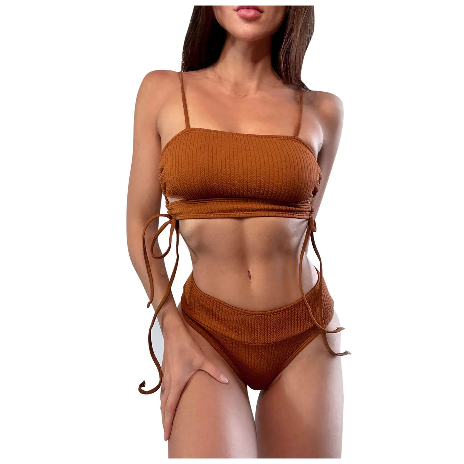 

Set Bikini Up Swimsuit Beachwear Women Push Padded Solid Lace Swimwear Swimwears Tankinis Set Bandage Swimwears Tankinis Set