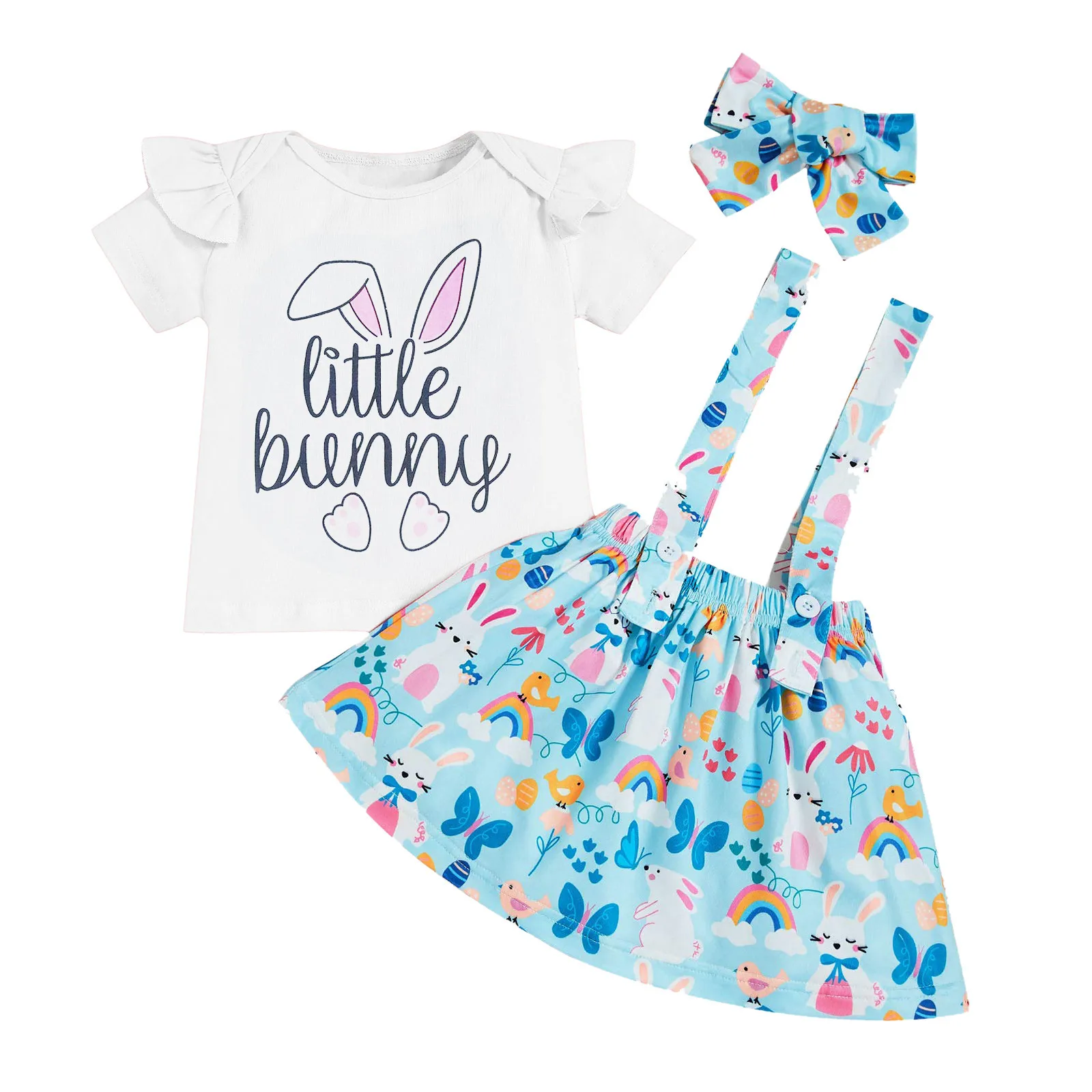 

Rabbit Set Skirts Girls Print Outfits Easter Tops Kids Baby Suspenders Toddler Bunny Princess Girls Outfits&Set Take off My Girl
