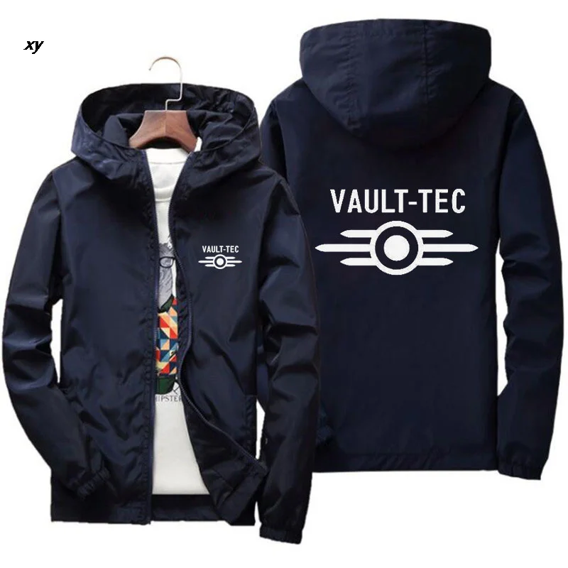 2022 New Arrivals Mens woman Hood Jacket Fashion Vault -Tec logo Gaming Video Game Fallout print Casual Windbreaker Men Jacket
