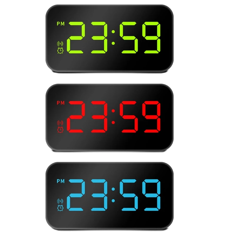 

LED Digital Voice Control Alarm Clock Dual USB Powered Easy Snooze Brightness Adjustment Battery Backup Bedside Acoustic Wake Up