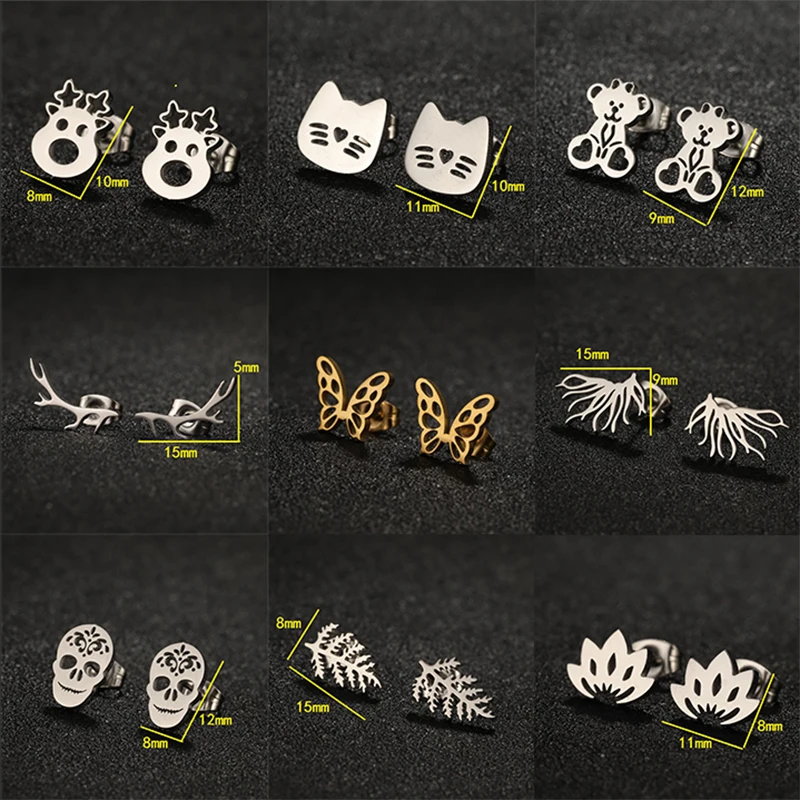 

New Fashion Stainless Steel Ladies Butterfly Hollowed Out Ear Studs Ladies Small Animal Personality Everything Matching Jewelry