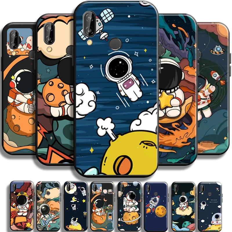 

Cute Astronaut Space Station Phone Case For Huawei P20 Pro P20 Lite TPU Cover Shockproof Soft Shell Carcasa Funda