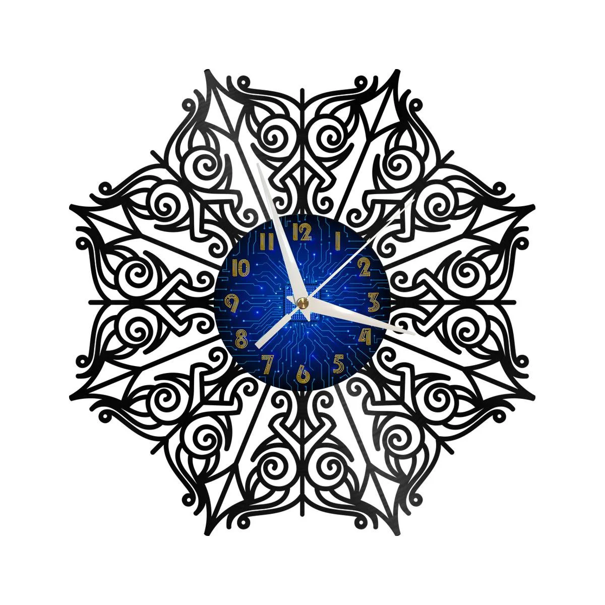 

Artistic Pattern 4 Vinyl Wall Clock, Vinyl Record LED Clock Wall Art Black 12 Inch for Living Room Bedroom
