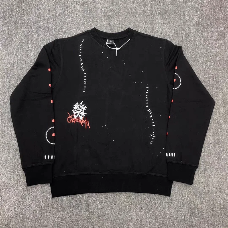 

Европейский и американский тренд, Тревис Скотт, граффити в крапинку, художественный принт, пуловер с круглым вырезом, свитер