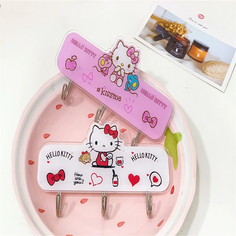 

Липкий крючок Sanrio Hello Kitty моя мелодия Kuromi Kawaii мультяшный брелок наушники акриловые бесследные Настенные Крючки Аксессуары