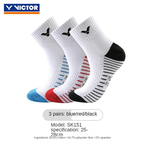 Новинка, 3 пары, спортивные мужские и женские носки Victor, мужские носки для бадминтона из чистого хлопка