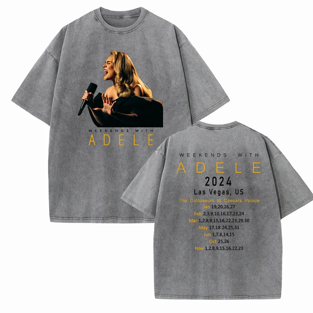 Женская Винтажная Футболка Adele Tour хлопковая с круглым вырезом и коротким рукавом