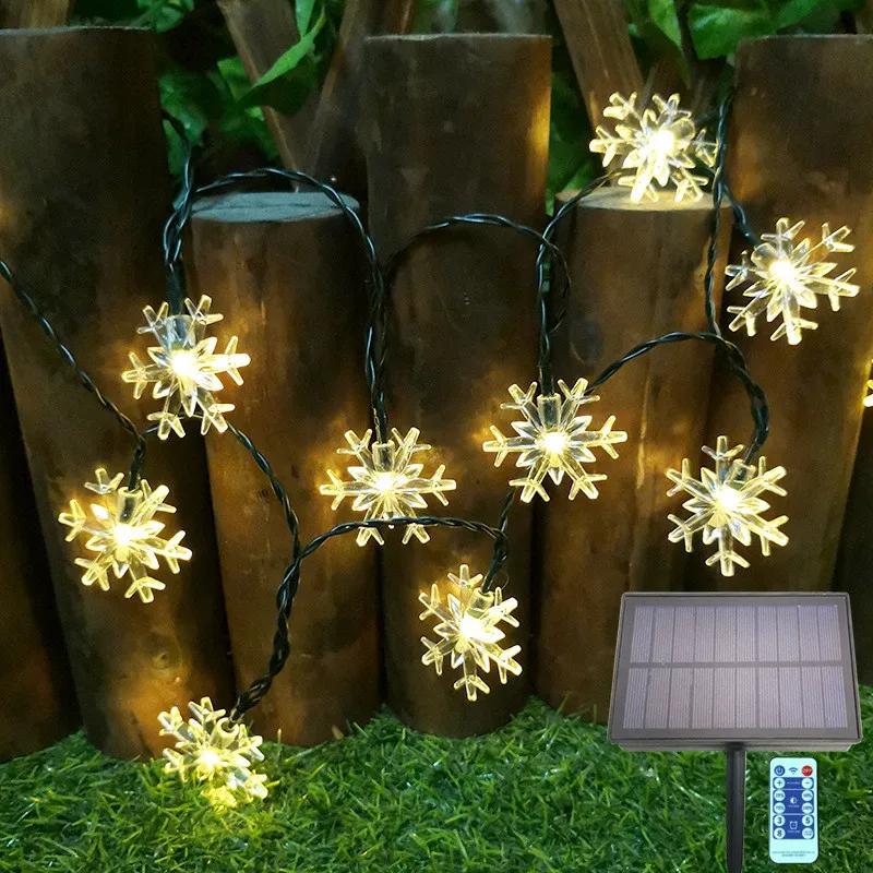 

5M 7m Snowflake LED String Lights Fairy Lights Led Light Solar-operated Garland New Year Christmas Decorations christmas lights