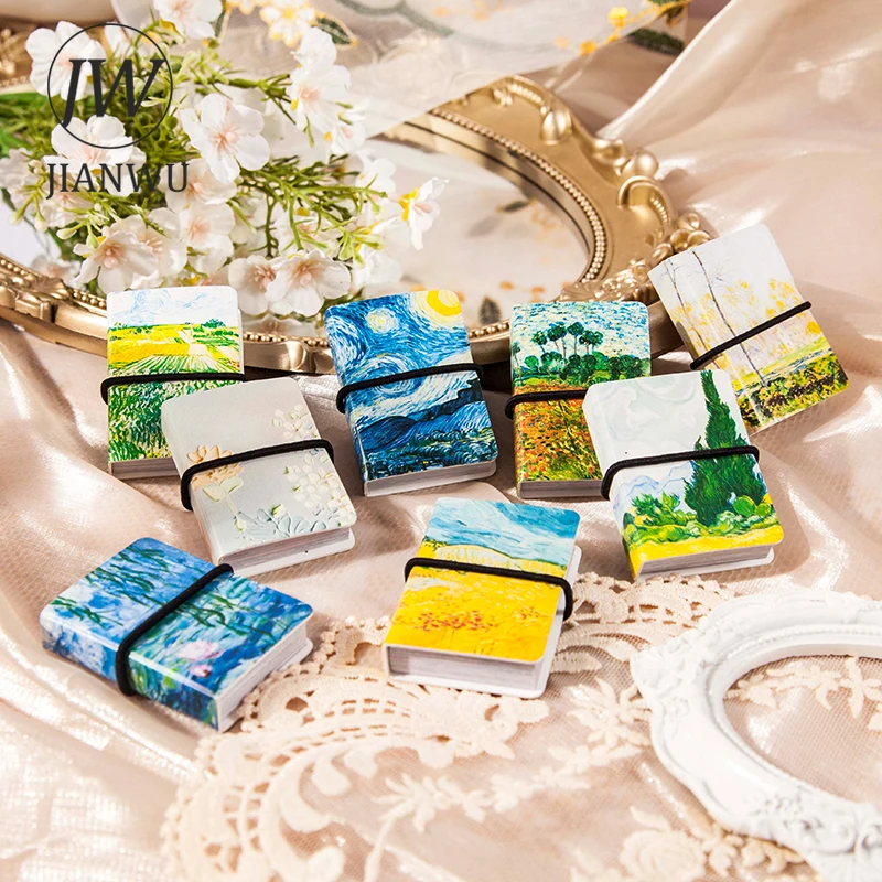 

JIANWU 50 шт. картина маслом мини Стикер Книга эстетический пейзаж коллаж украшение Материал Скрапбукинг наклейки Канцтовары