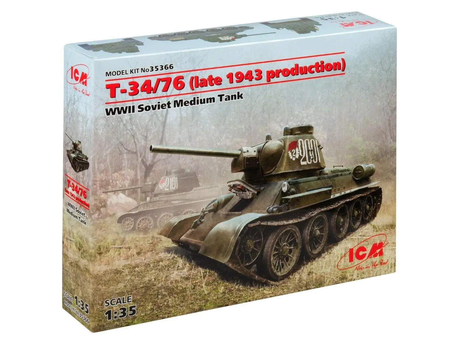 

ICM35366 ICM 1/35 T-34/76 Late 1943 Production WWII Soviet Medium Tank