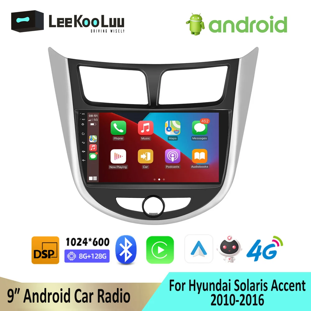 Автомагнитола LeeKooLuu 2DIN Android 10 GPS мультимедийный плеер для Hyundai Solaris Accent Verna 2010-2016