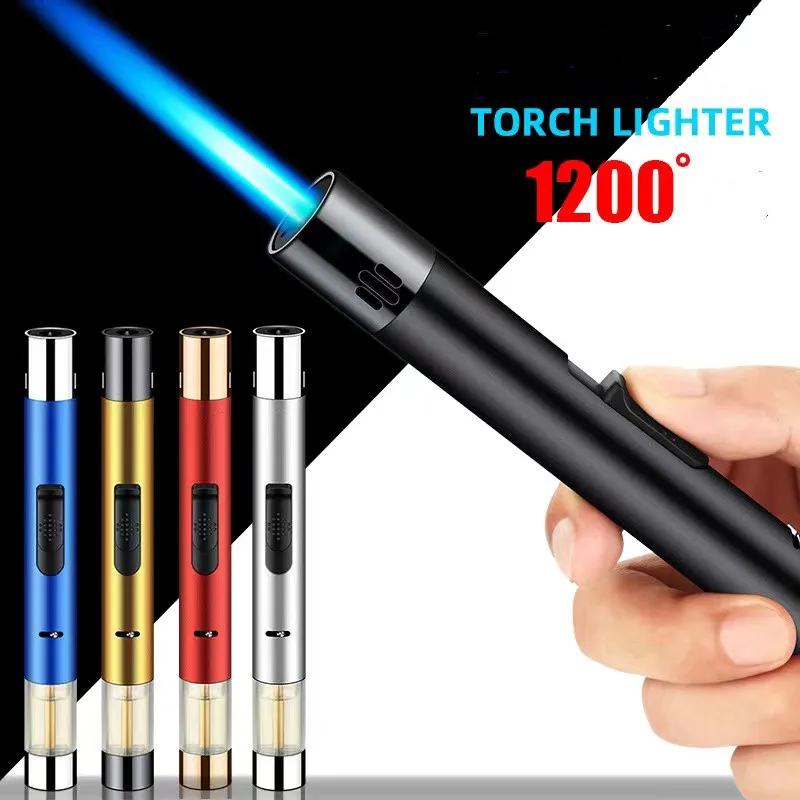 

Brand New Pen Airbrush Jet Butane Candle Lighter Metal Gas Kitchen Torch Turbo Windproof Cigar Tube Lighter Gadget Men