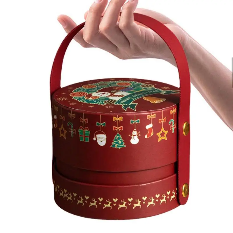 

Christmas Decorative Gift Box Gift Storage Box With Handle Smooth Texture Christmas Treat Box For Cookies Sweets Cakes And Gifts