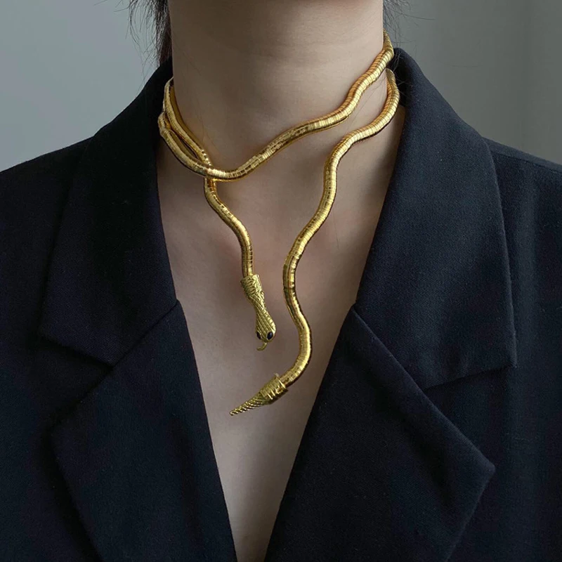 

Trendy Jewelry Snake Necklace Hot Selling Personality Design Soft Metal Necklace For Women Gift