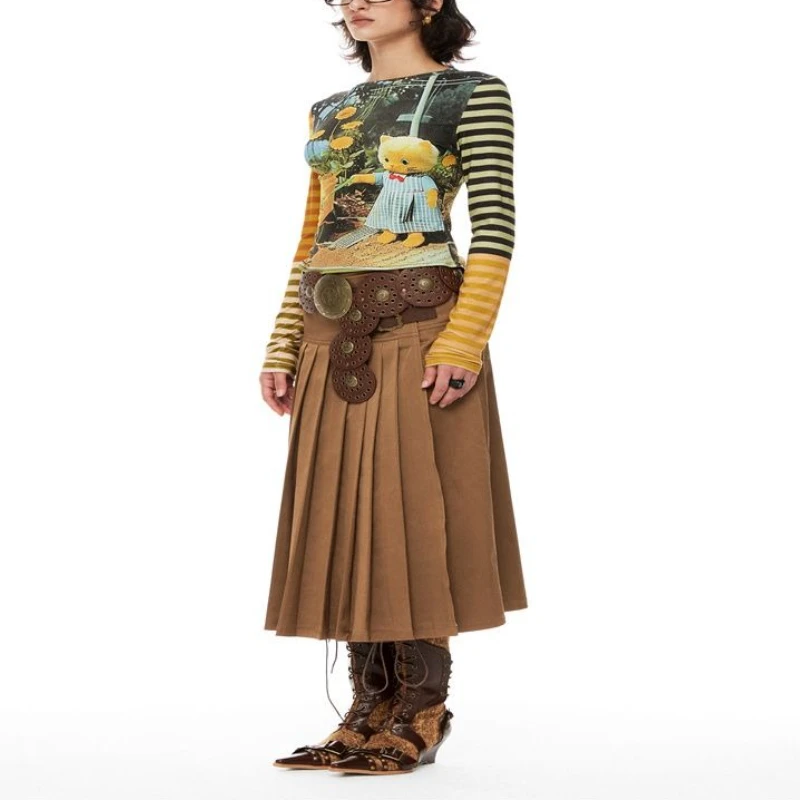 Фото Deeptown Y2k Harajuku футболки с героями мультфильмов женские Kawaii Juminocore футболки с графическим рисунком японский стиль 2000-х годов футболки с длинными рукавами Slim Up №5