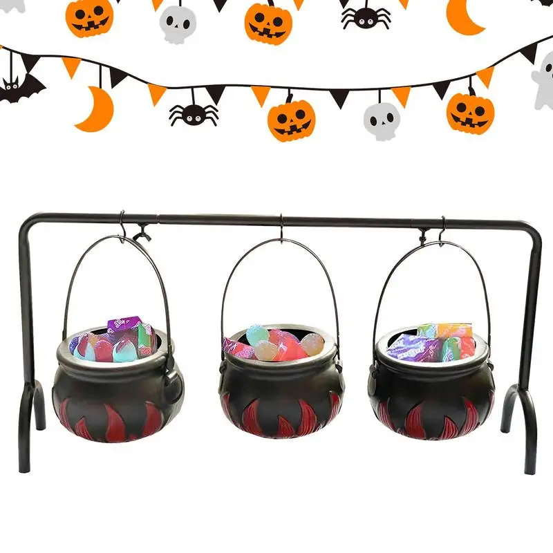 

Halloween Cauldron Decor Serving Bowls On Rack Witches Cauldron Pot Party Favor Candy Bowl Eerie Fun Cute Witches Cauldron