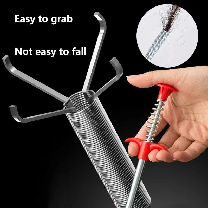 

60cm Pipe Dredge Tool Spring Drainage Cleaning Stick Clogging Cleaner Plug Hole Remover Household Kitchen Sink Cleaning Hook