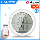 Датчик температуры и влажности Tuya ZigBee, умный дом со светодиодным экраном, работает с Google Assistant и Tuya Zigbee Hub