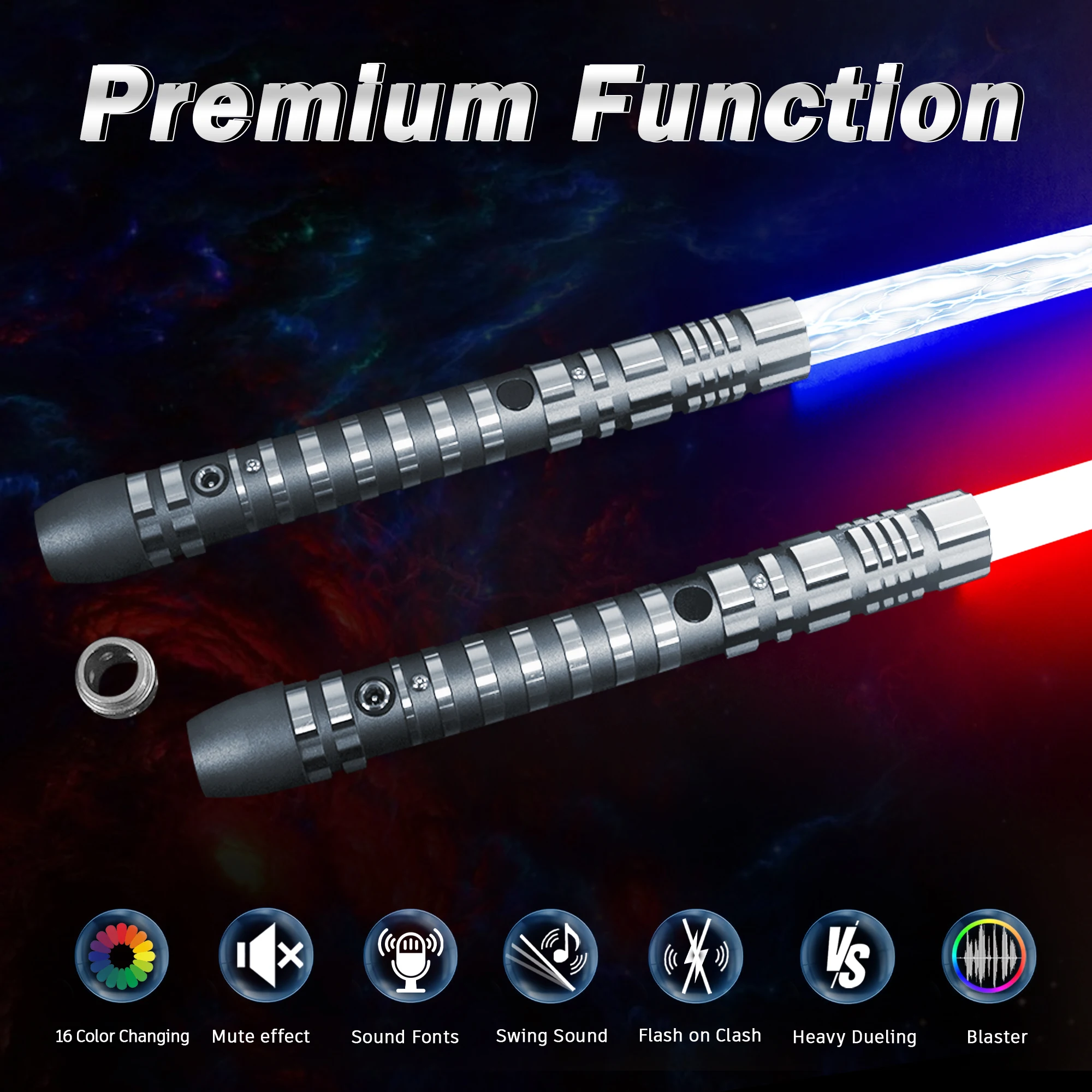 PHS Lightsaber Ghost Saber 3-режимный звуковой сигнал FX Duel и перезаряжаемый металлический