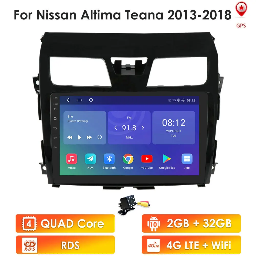 

For Nissan Altima Teana 2013-2015 2DIN Android 10 2G RAM 32G ROM 4G LTE 10.1'' Car Radio Multimedia GPS Navigation Wifi SWC BT