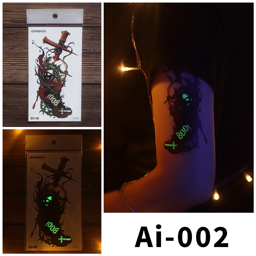 

Halloween Temporary Tattoo Stickers Cross Eye Red Carnival Waterproof Tatoo Sticker Body Art Painting Arm Luminous Fake Tattoos