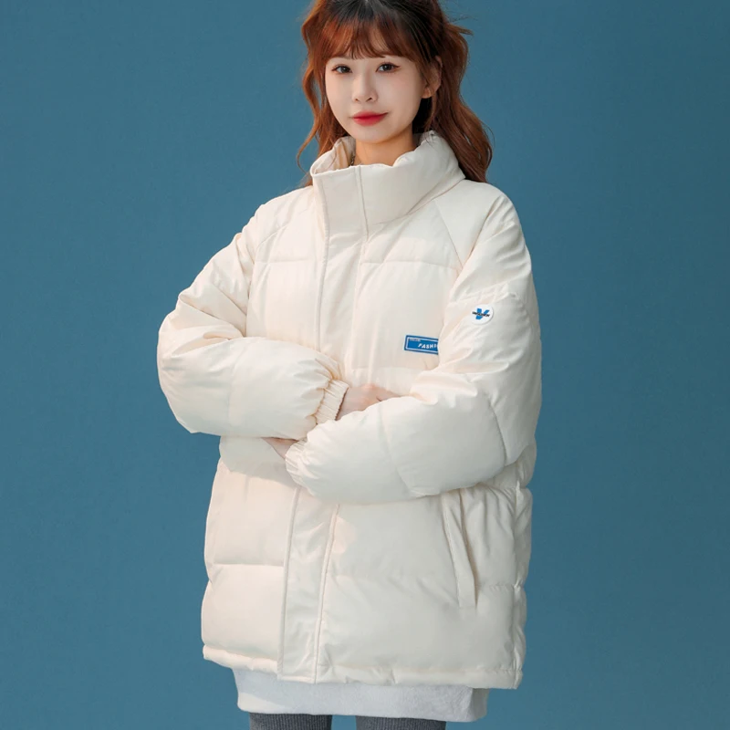 Winter new disposable cotton clothes Harajuku style parka stand collar thickened loose ladies street style winter jacket coat