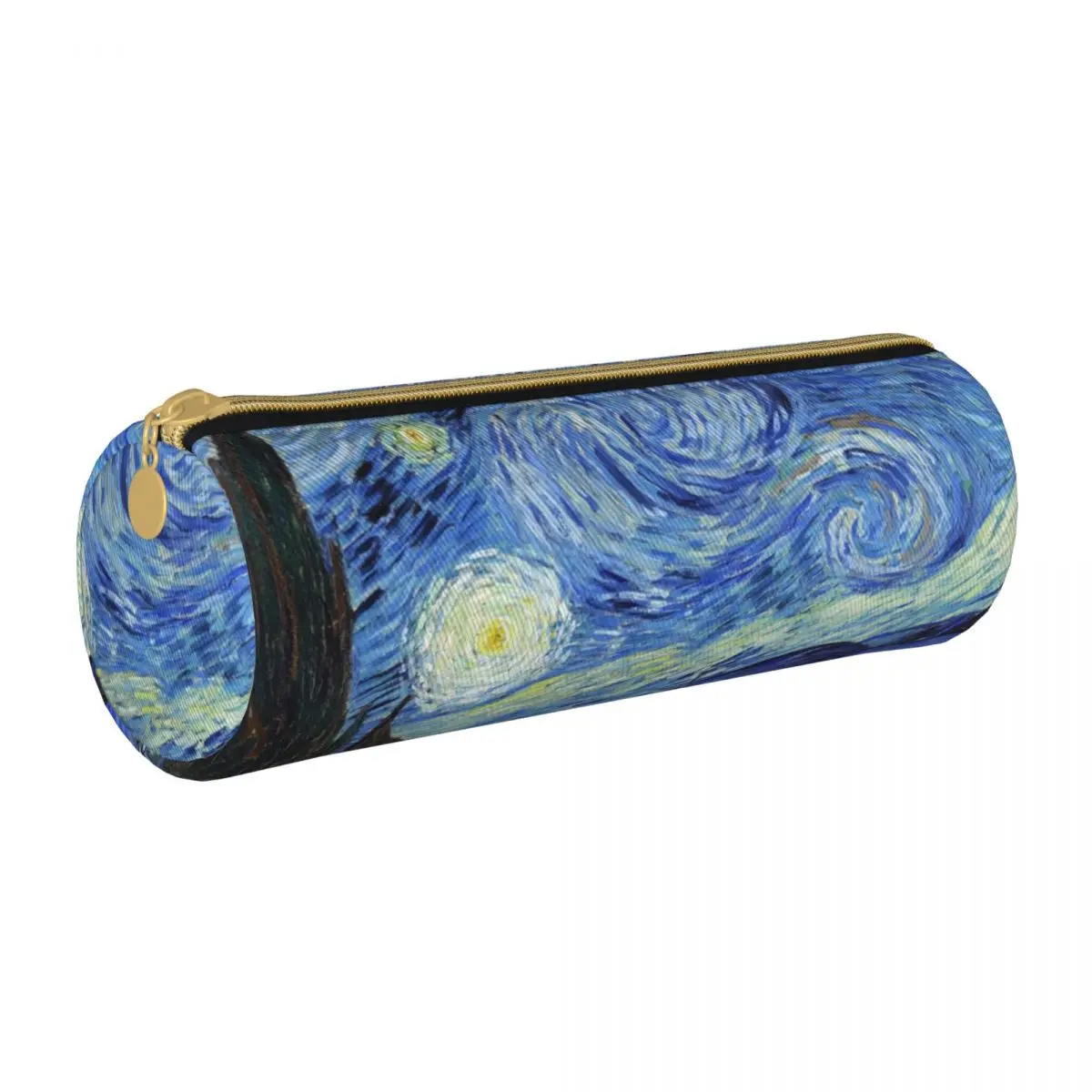 

Moon Starry Night Round Pencil Case Vincent van Gogh Cute Leather Pencil Box College For Teens Zipper Pen Bags