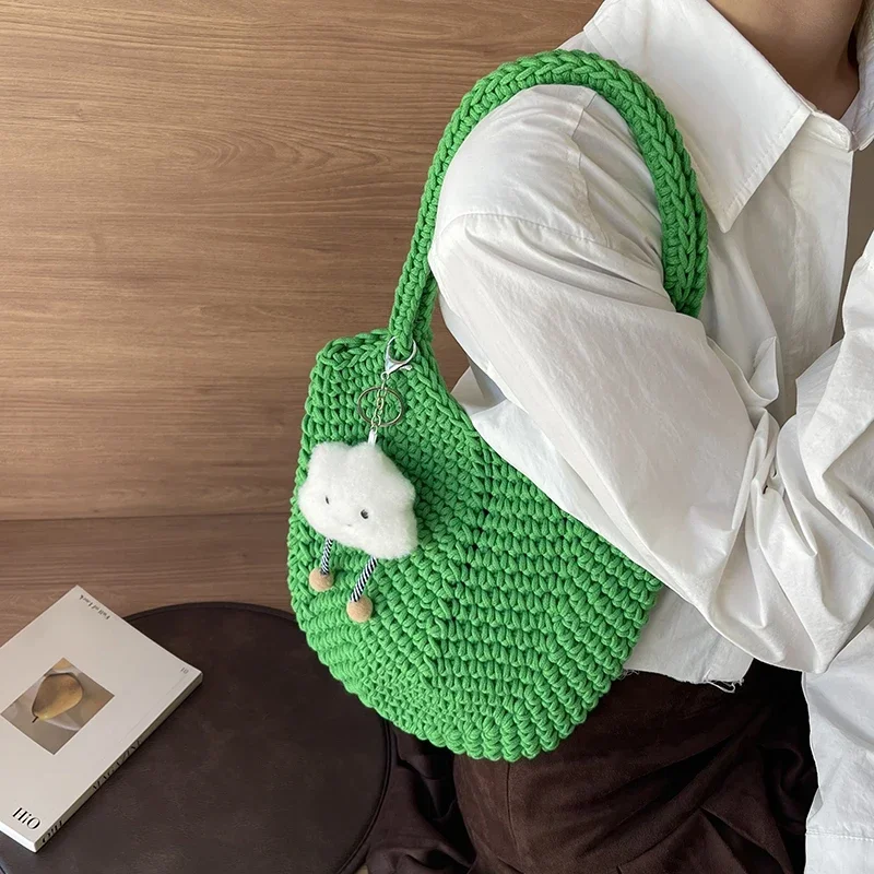 Новая осенне-зимняя шерстяная плетеная Сумка-мешок с художественной текстурой и