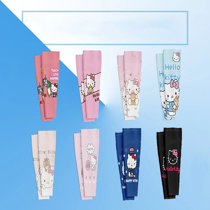 

2023 HelloKitty ледяные рукава Kawaii Sanrio Корейский Летний мультфильм УФ-защита репеллент от комаров ледяной шелк защитный рукав