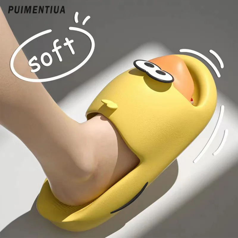 

Симпатичные тапочки, женские летние шлепанцы, мультяшная утка, женская обувь для дома и улицы, мягкие, на толстой платформе, для пляжа