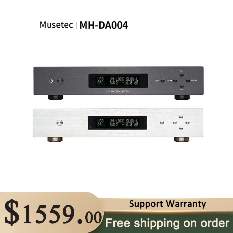 

L.K.S Audio LKS MH-DA004 Dual ES9038pro DAC DSD USB upgraded Crystek CCHD-575 Coaxial BNC AES EBU DoP I2S Optical Audio Decoder