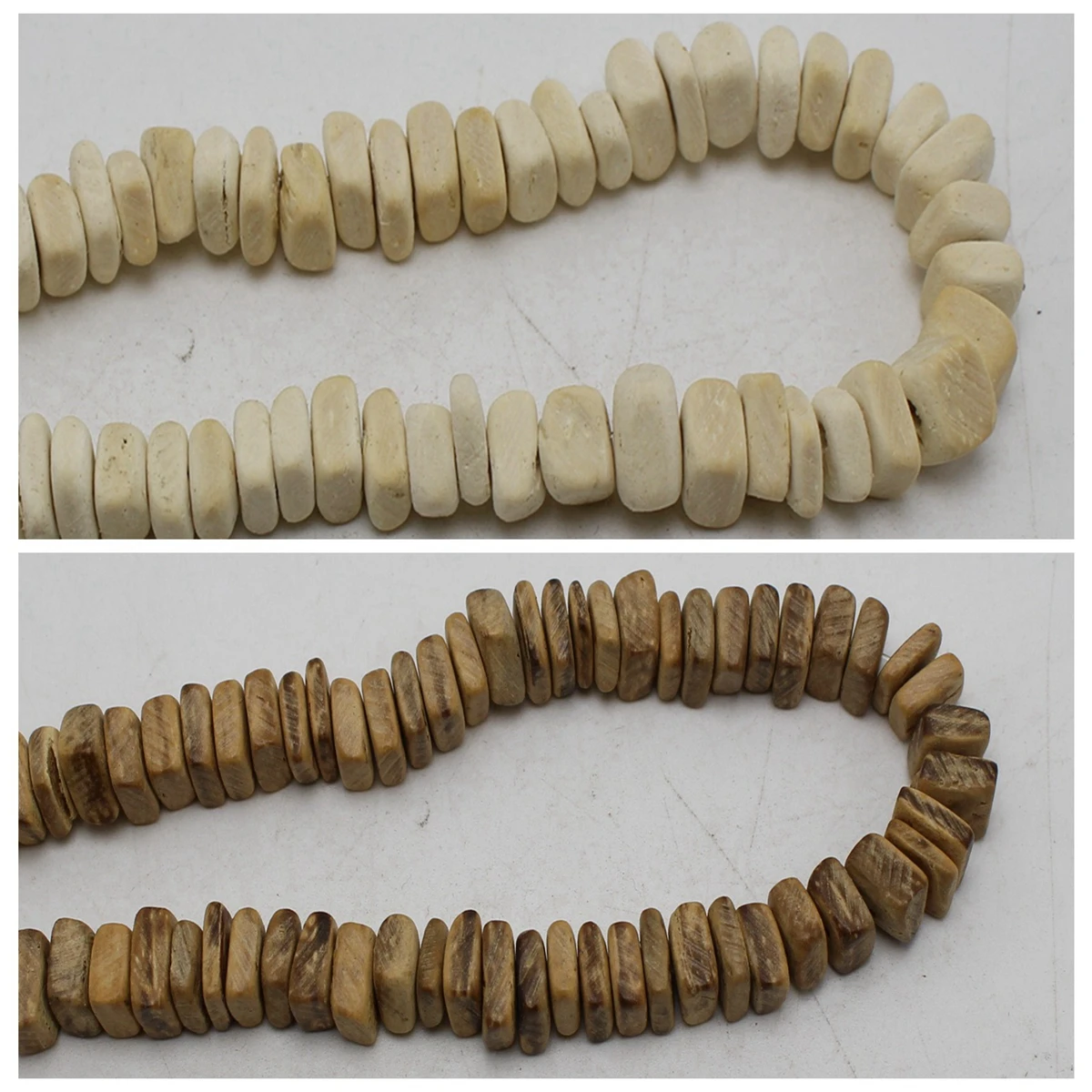 

2 Strands of 16" Natural Coconut Square Chips Beads 5X8mm Natural White Colour