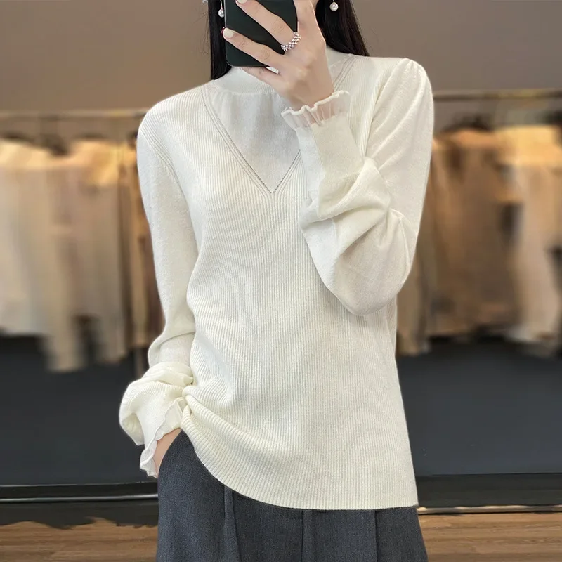 Модный сексуальный весенне-осенний свитер-поло с полуполо/черепашковым