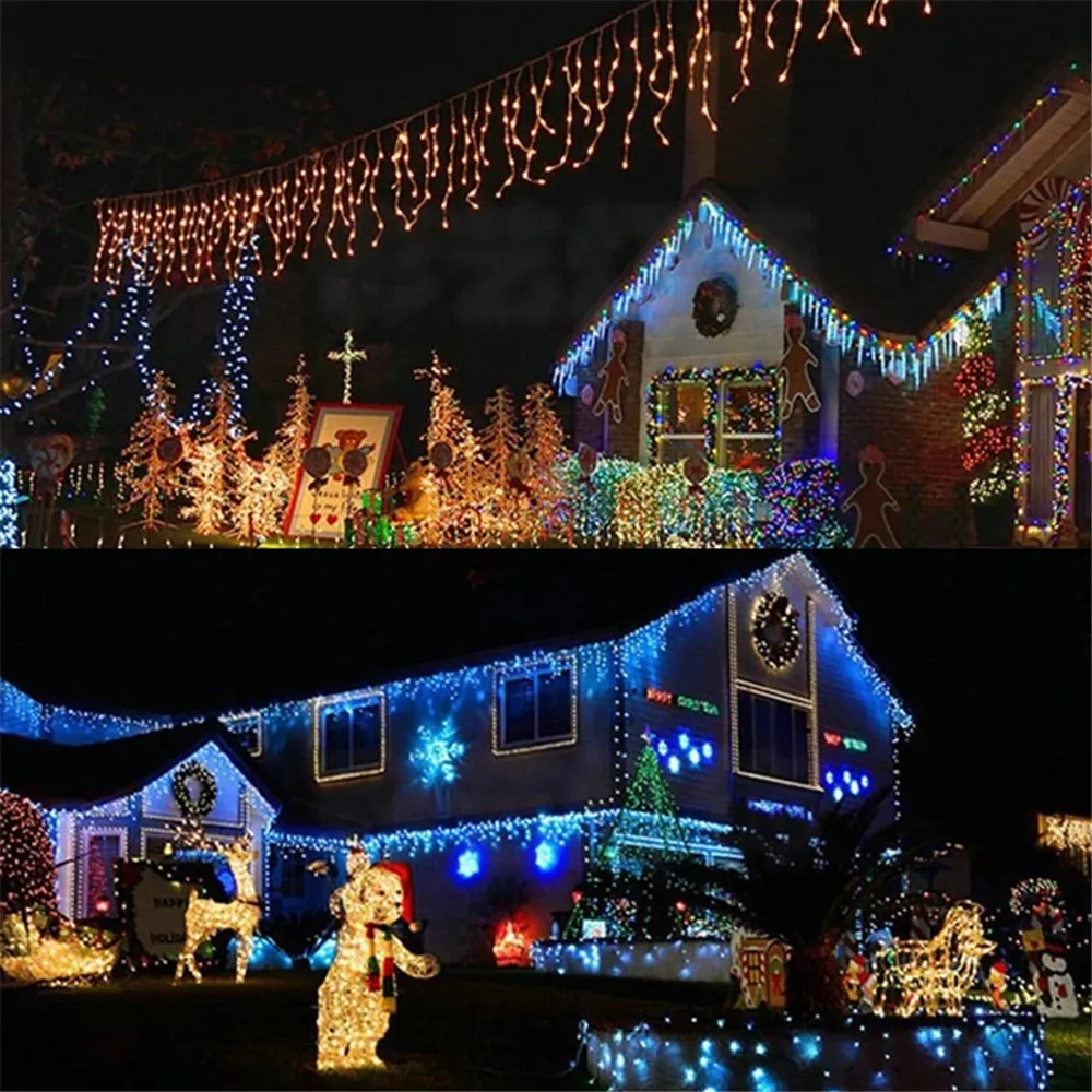 Christmas Lights Waterfall Outdoor Decoration 5M Droop 0.4-0.6m Led Curtain String Party Ggarden Eaves |