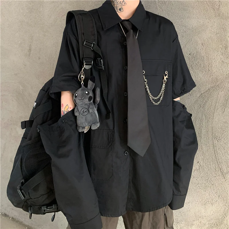 

Shirts Women BF Style Harajuku Hollow Out Design Chic Unisex Teens Streetwear Top All-match Trendy Popular Simple Hip Hop Blouse