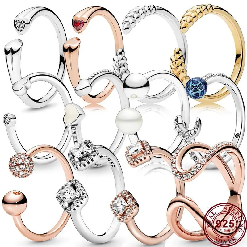 

Hot 925 Silver Exquisite Love Heart Eternal Wishing Bone Women's Open Ring Wedding Gift High Quality Fashion Charm Jewelry