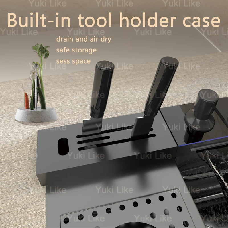 Кухонная раковина из нержавеющей стали с водопадом и мусорным баком мытье чашки